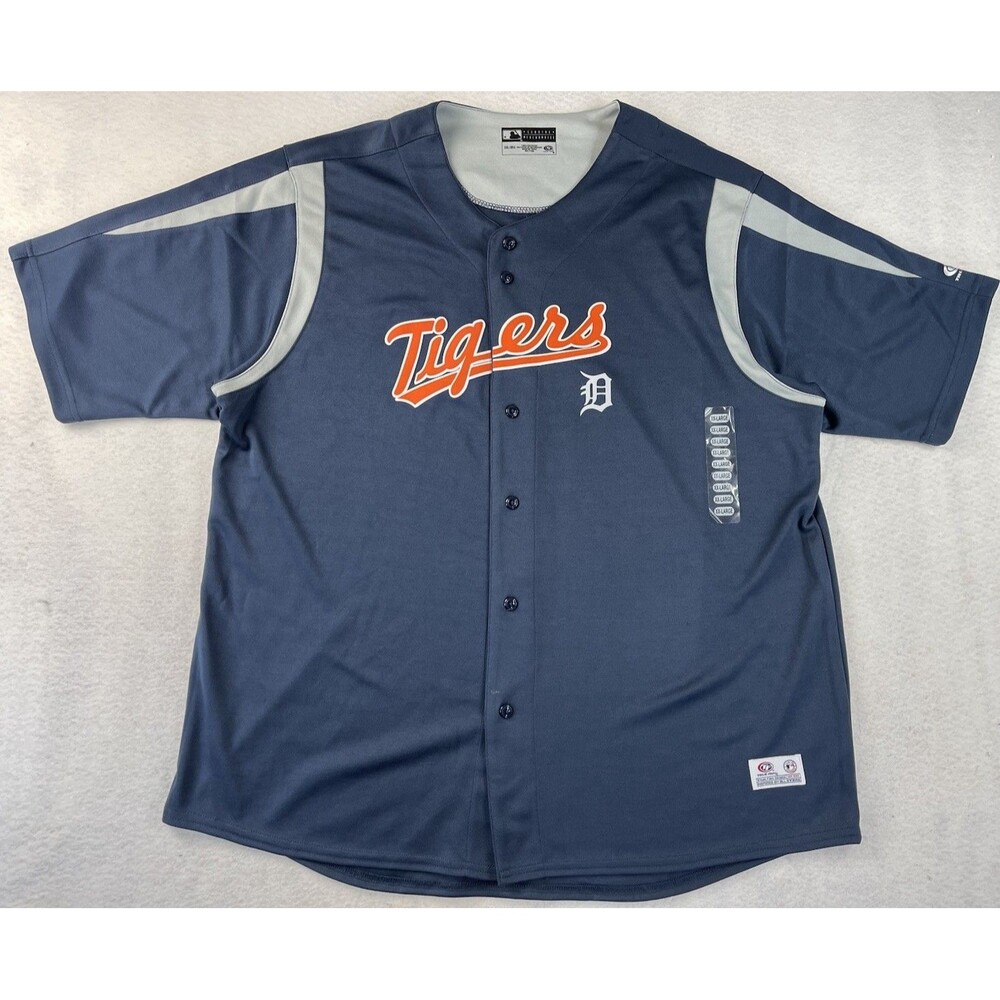 True Fan Detroit Tigers MLB Jersey Men’s Button Down 2XL Genuine Merchandise NWT